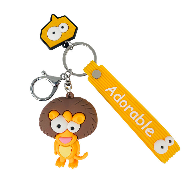 Creative Funny Cute Cartoon Ugly and Cute Eye-Popping Doll Keychain Car Shape School Bag Pendant Small Gift Wholesale Pair