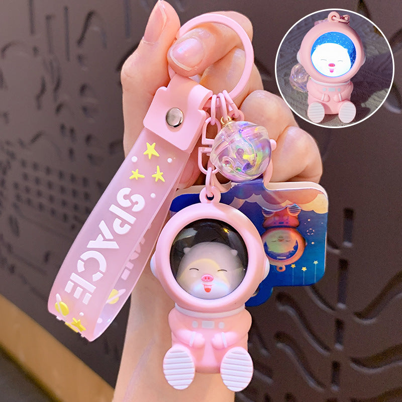 Astronaut Sunset Light Keychain Female Cute Cartoon Couple Car Key Chain Schoolbag Pendant Small Gift