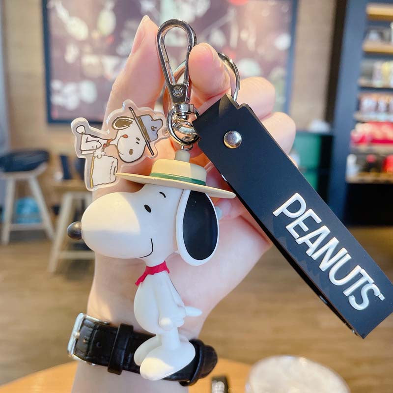 Cartoon Genuine Snoopy Charlie Keychain Bag Three-Dimensional Pendant Cute Car Pendant Key Chain