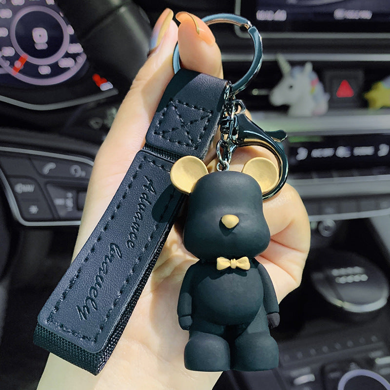 Creative Cute Nordic Bearbrick Bow Tie Bear Keychain Men and Women Car Key Chain Pendant Bag Hanging Ornaments