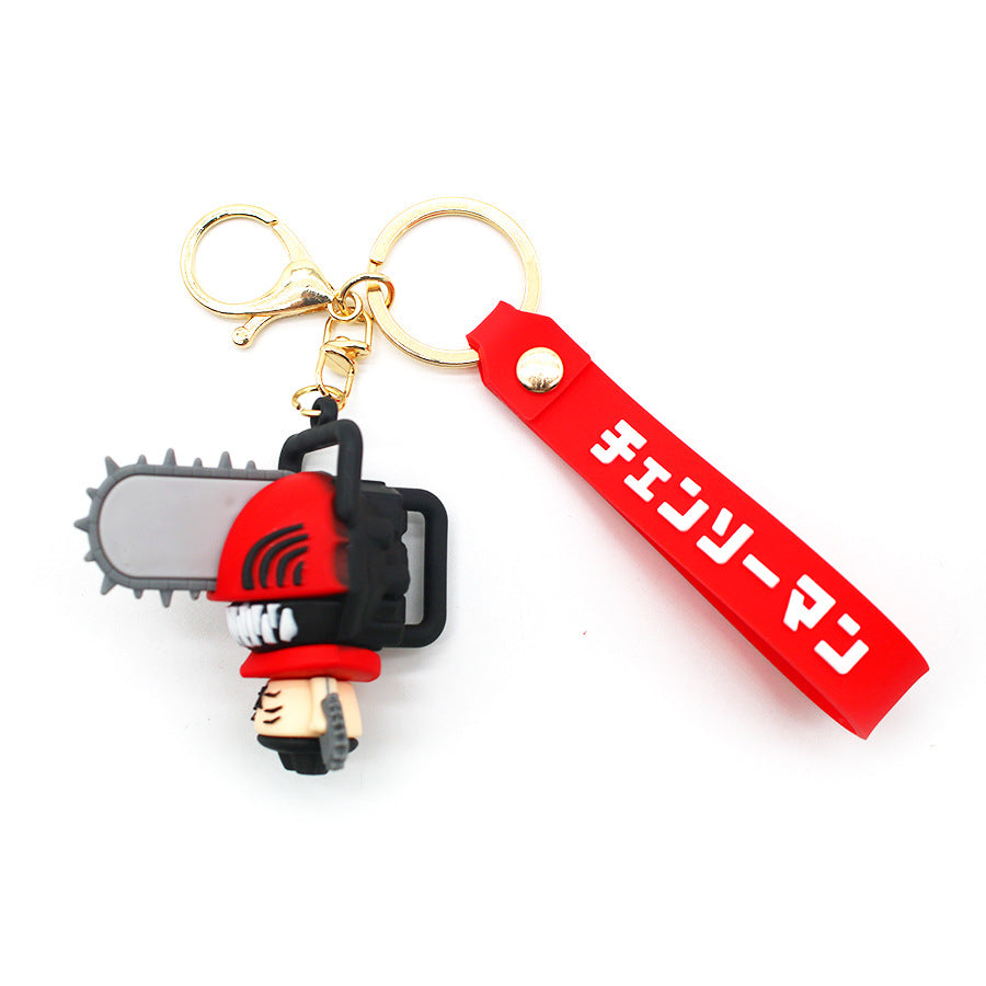 Cartoon Chainsaw Keychain Three-Dimensional Doll Pochita Pawa Electric Key Chain Anime Peripheral Pendant