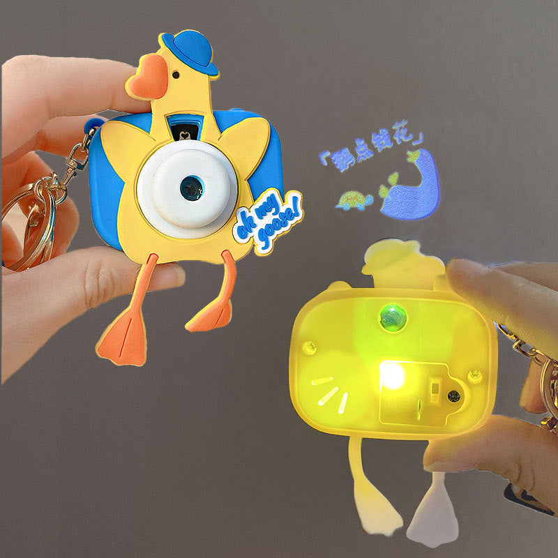 Cartoon Big White Geese Projection Camera Creative Bag Doll Pendant Small Gift Cute Car Key Ring