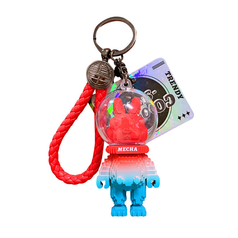 Creative Trendy Cool Pixel Rabbit Keychain Pendant Cartoon Bunny Doll Car Key Chain Ornament Gifts