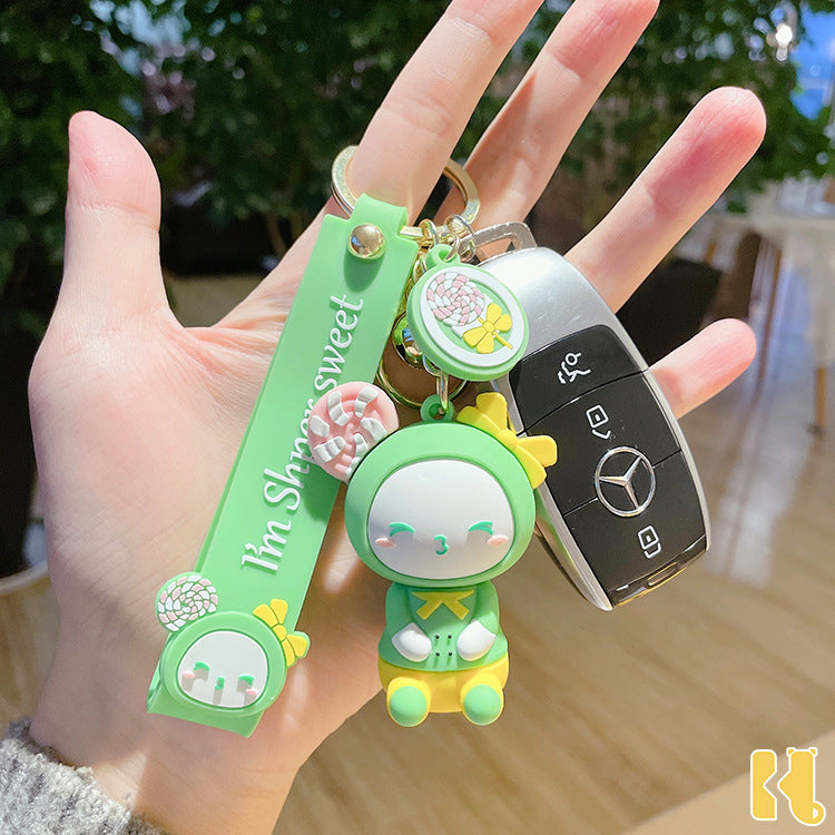 Cartoon Cute Treasure Sweetheart PVC Keychain Cute Automobile Hanging Ornament Couple Bags Hanging Ornament Keychain Creative