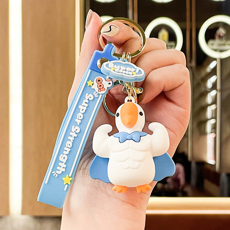 Cartoon Muscle Big Goose Keychain Cute Jewelry Pendant Three-Dimensional Doll New Year Gift Exquisite Bag Ornaments