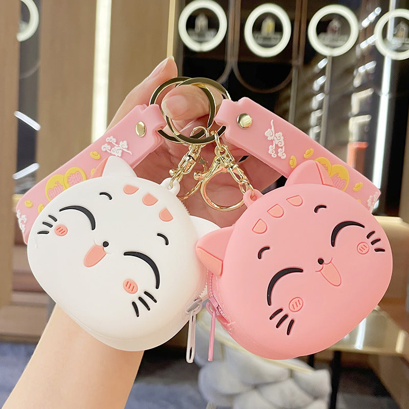 Creative Cartoon Cat Coin Purse Keychain Cute Pendant Exquisite Schoolbag Pendant Coin Earphone Storage