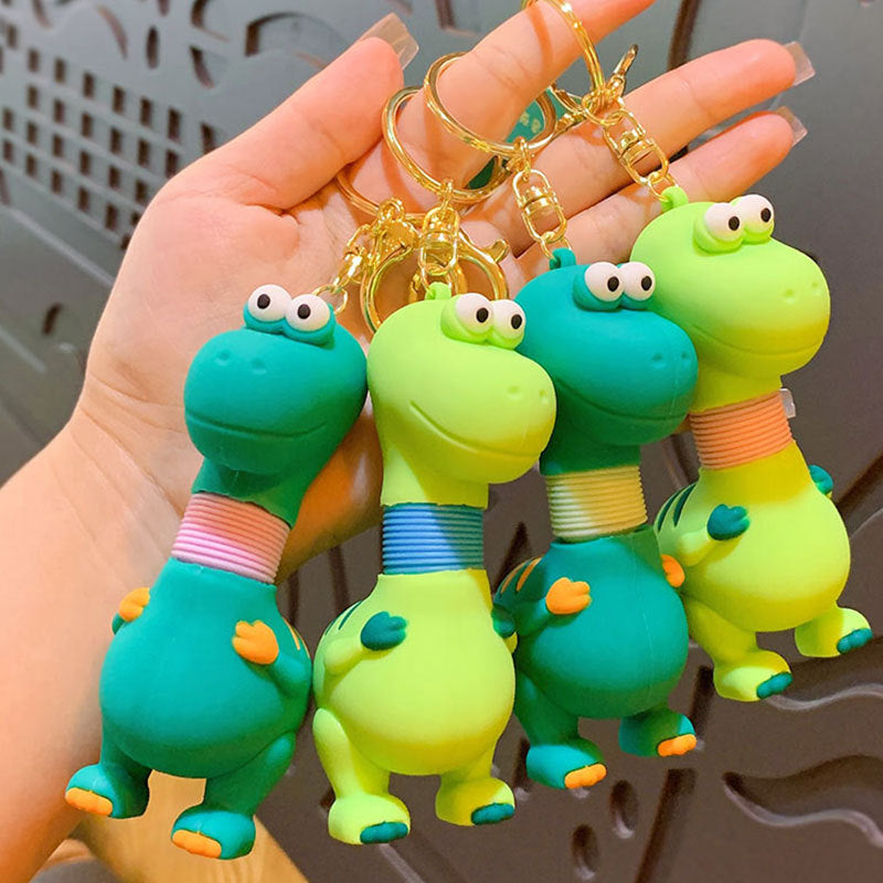 Genuine Cartoon Creative Retractable Dinosaur Keychain Cute Couple Schoolbag Car Key Chain Pendant Gift