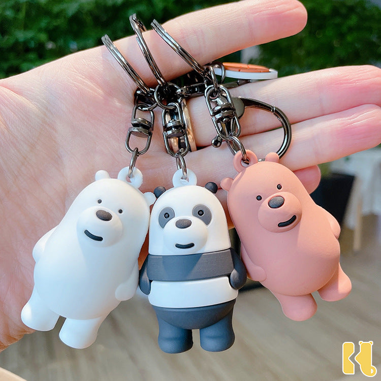 Cute Anime Foodie Bear Keychain Cartoon PVC Figurine Automobile Hanging Ornament Bag Pendant Accessories Gift