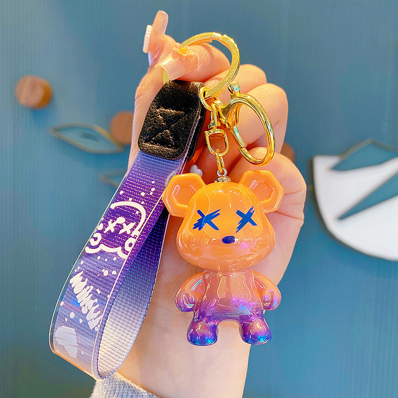 Cartoon Color-Changing Bear Keychain Accessories Couple Car Key Chain Pendant Bag Hanging Ornament Little Creative Gifts