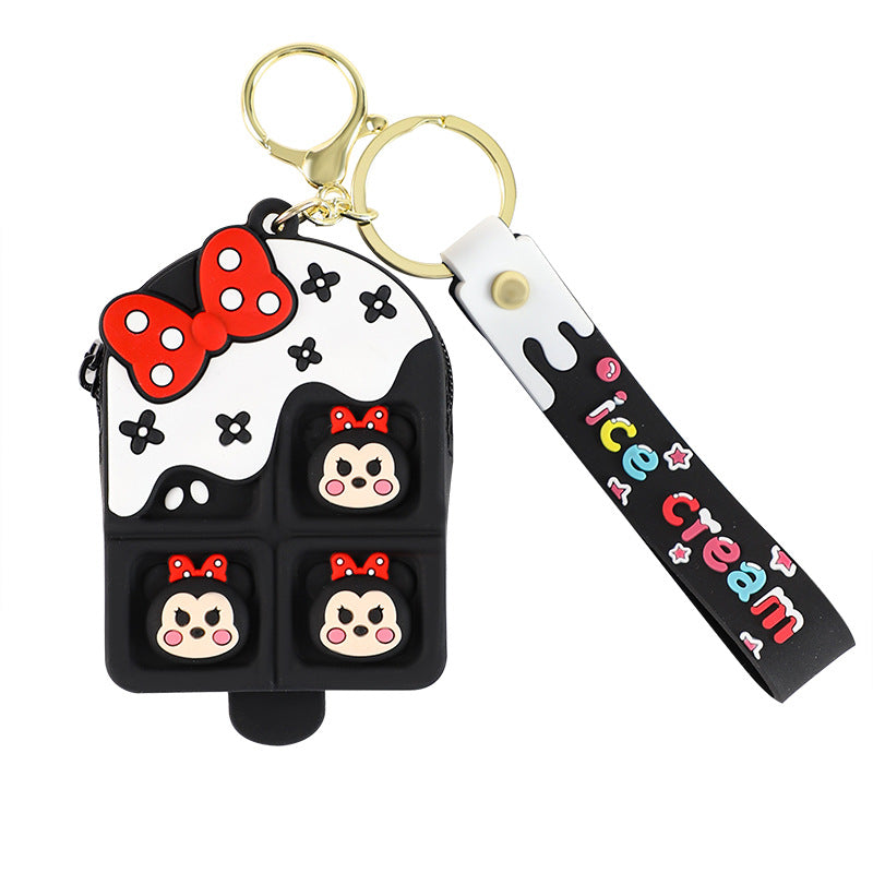 Ice Cream Strawberry Bear Silicone Sorbet Coin Purse Keychain Pendant Hello Kitty Doll Schoolbag Ornaments
