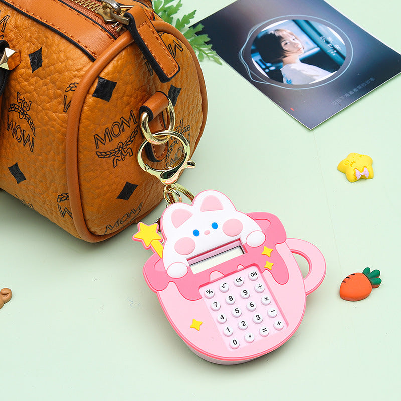 Cartoon Teacup Rabbit Maze Game Calculator Keychain Multifunctional Decorative Pendant Creative Gift Bag Ornaments