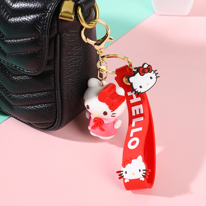 Creative Cartoon Hello Kitty Key Chain Epoxy Couple Bags Pendant Personality Crane Machine Small Gift