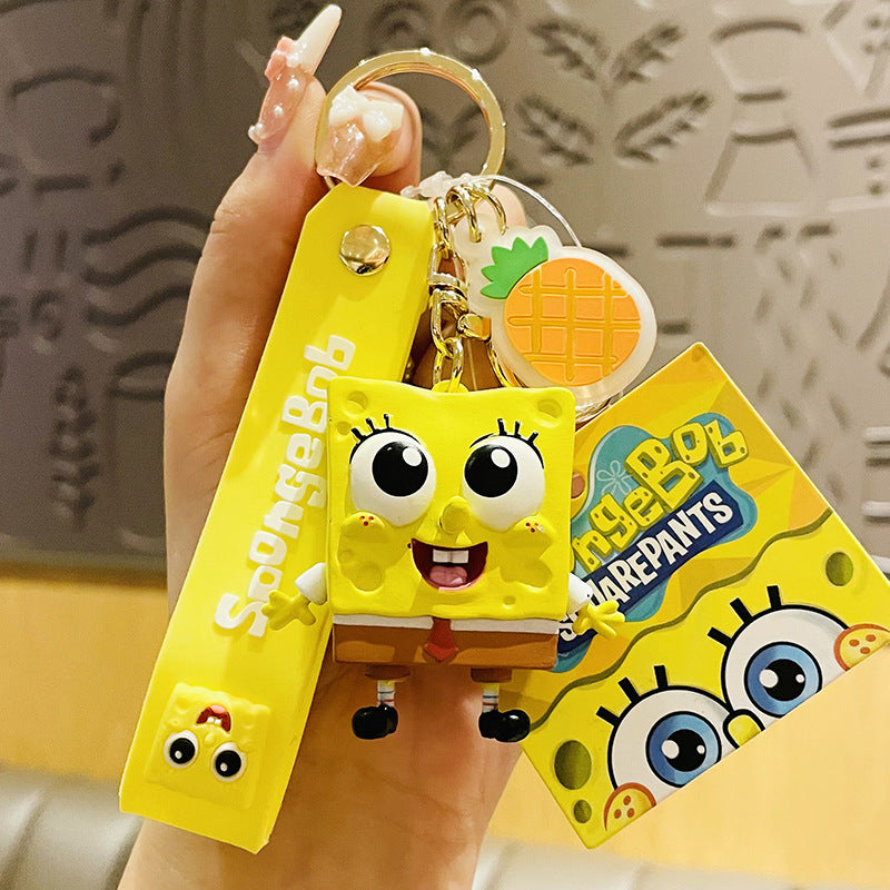 Cartoon SpongeBob Pie Star Keychain Female Cute Exquisite Couple Car Key Chain Handbag Pendant