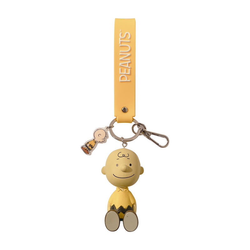 Cartoon Genuine Snoopy Charlie Keychain Bag Three-Dimensional Pendant Cute Car Pendant Key Chain