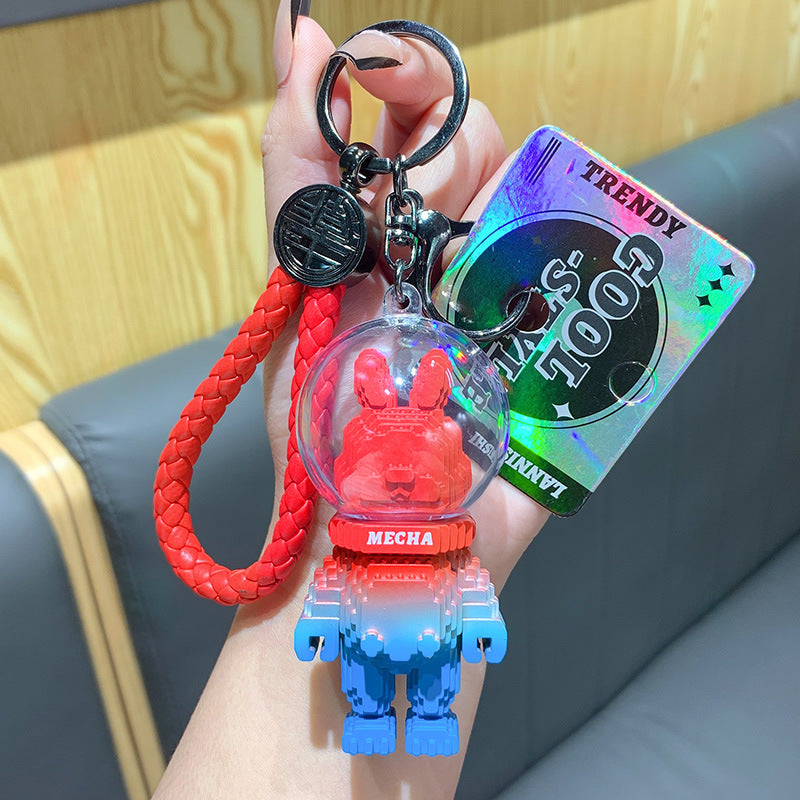 Creative Trendy Cool Pixel Rabbit Keychain Pendant Cartoon Bunny Doll Car Key Chain Ornament Gifts