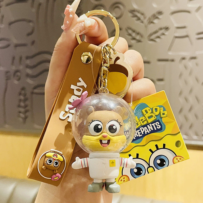 Cartoon SpongeBob Pie Star Keychain Female Cute Exquisite Couple Car Key Chain Handbag Pendant