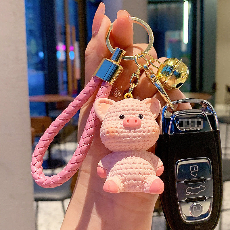 Cartoon Resin Wool Animal Car Key Ring Pendant Men and Women Exquisite Cute Couple Schoolbag Hanging Ornament Small Gift