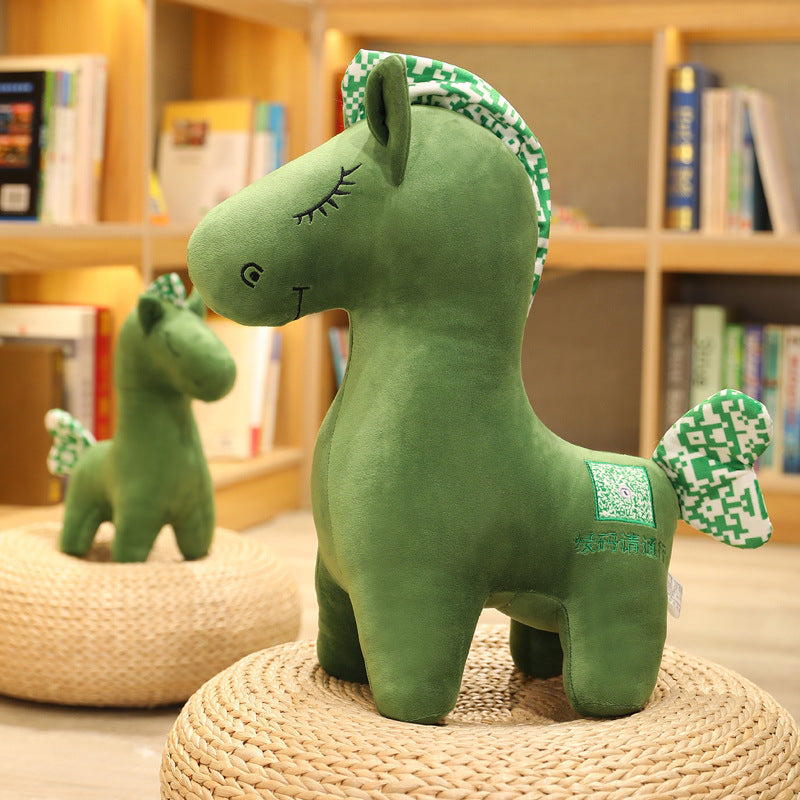 Cute Green Code Pass Pony Doll Plush Toy Creative Simulation Fun Pony Doll Logo