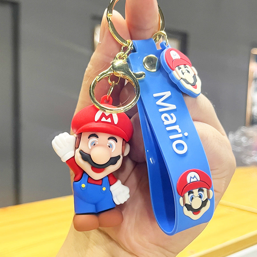 Cartoon Super Mary Mario Mushroom-Shaped Haircut Keychain Creative Car Key Chain Crane Machine Pendant Small Gift