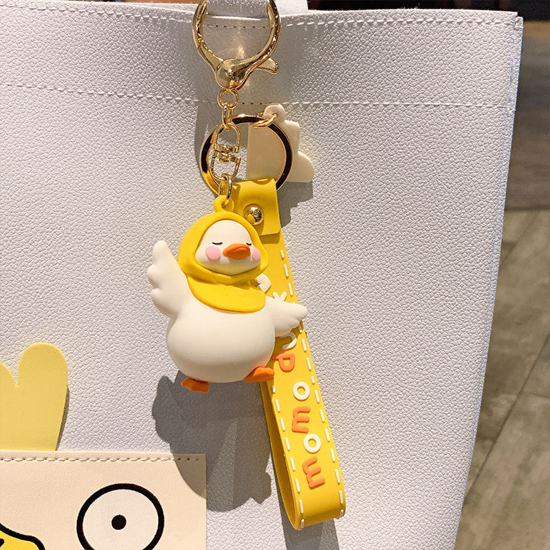 Creative Cartoon Momo Duck Keychain Pendant Female Cute Couple Car Key Chain Bag Ornament Gifts