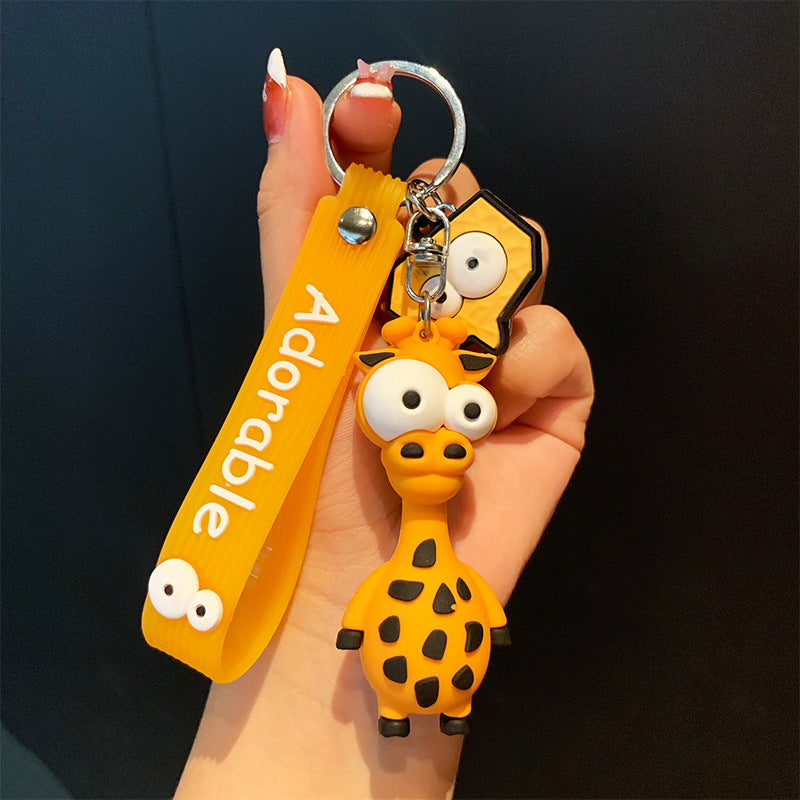 Cartoon Eye-Popping Zebra Keychain Female Cute Fashion Epoxy Doll Key Chain Couple Accessories Package Pendant