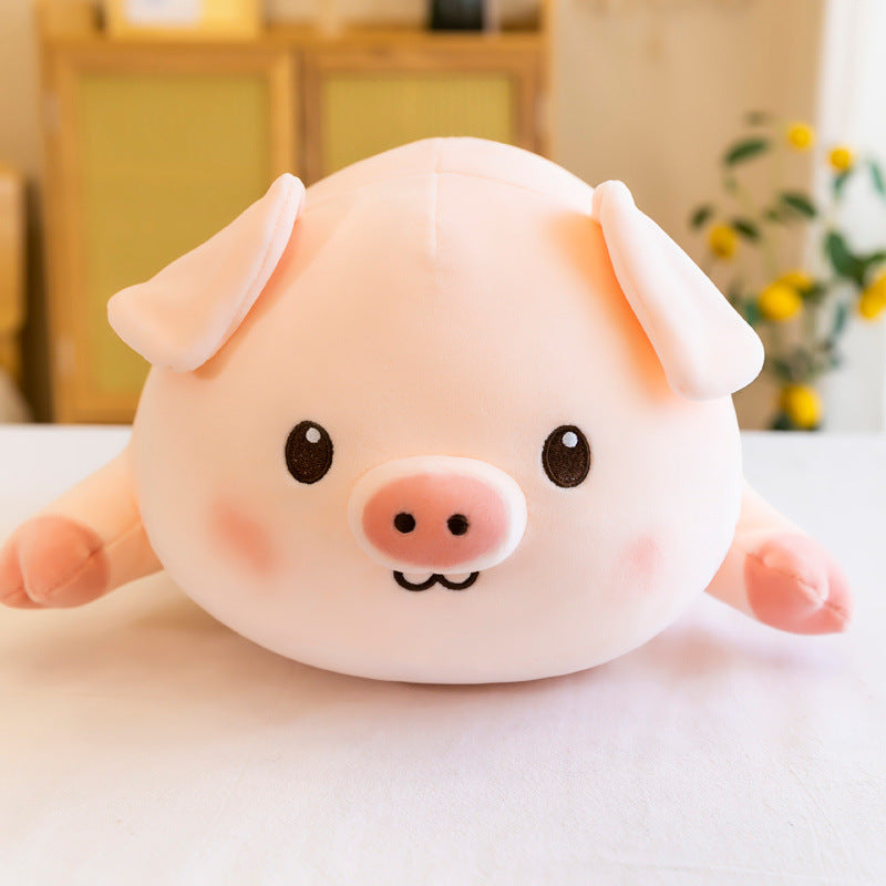 Cute Animal Ball Pig Pillow Plush Toy Lazy Round Roll Pillow For Girls Sleeping Pillow Living Room Decoration