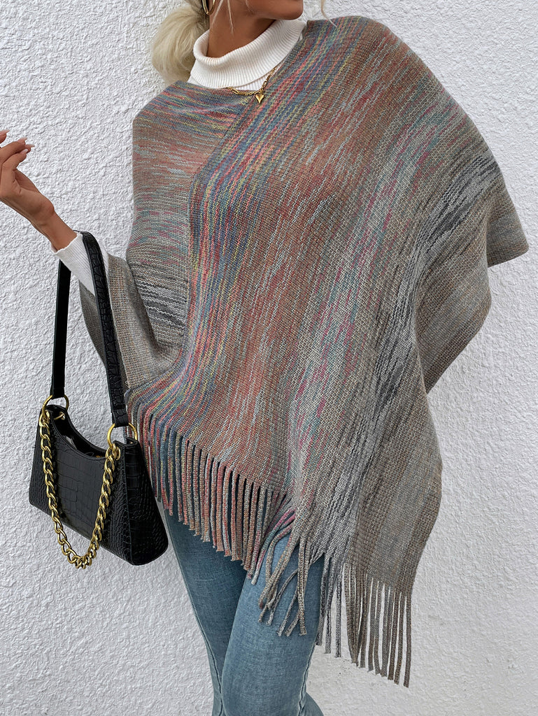 Autumn and Winter New Gold Silk Multicolored Tassel Shawl Sweater Coat