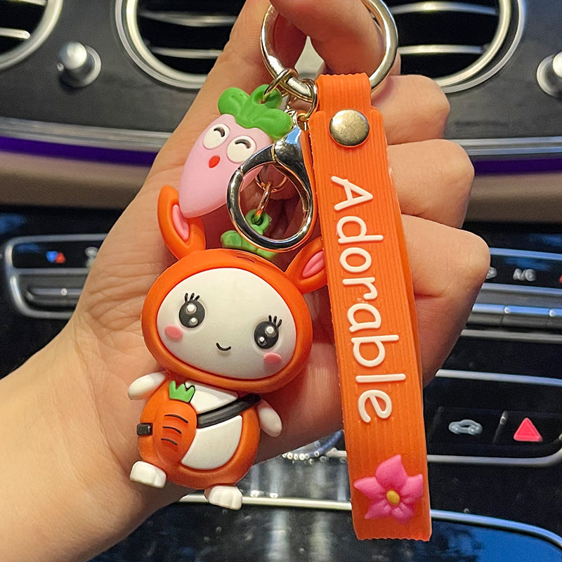 Cute Fruit Rabbit Keychain Pendant Cartoon Epoxy Doll Couple Bags Ornament Gifts Ornament