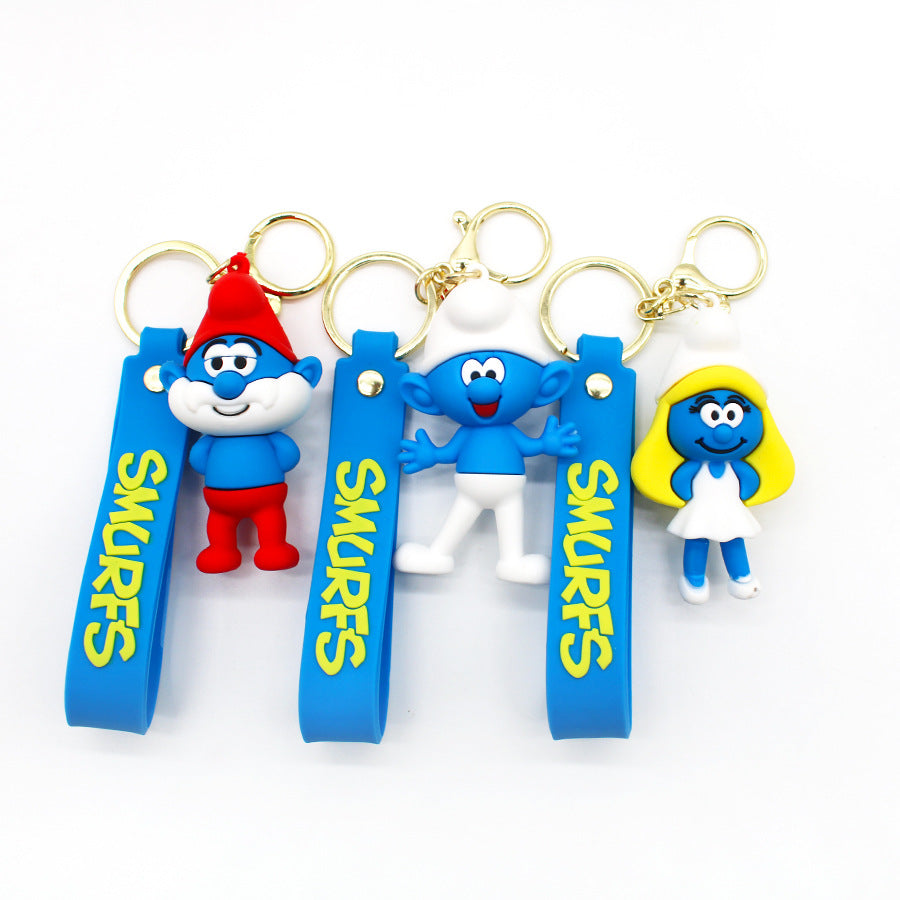 Cartoon Blue Elf Keychain the Smurf Blue Dad Blue Sister Pendant Cute Elf Key Chain