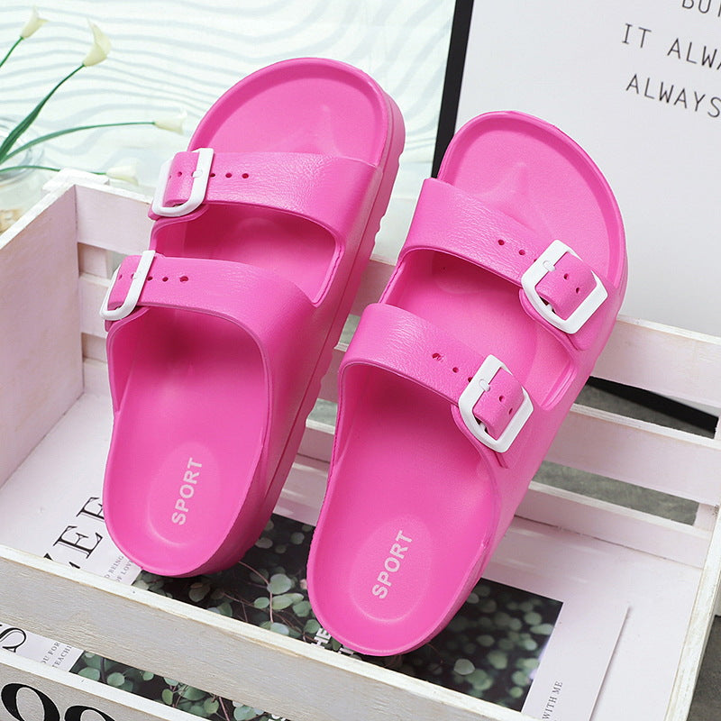 Eva Platform Casual Slippers Casual Outdoor Sandals and Slippers Double Buckle Lightweight Non-Slip Beach Shoes