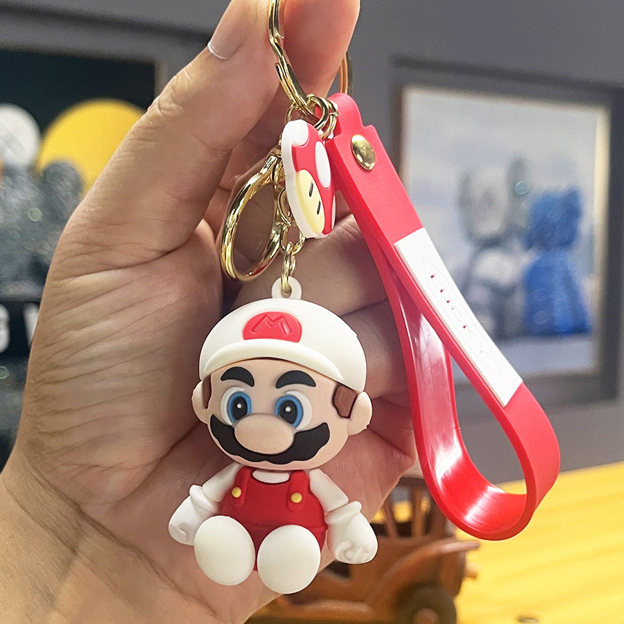 Cartoon Super Mary Mario Mushroom-Shaped Haircut Keychain Creative Car Key Chain Crane Machine Pendant Small Gift