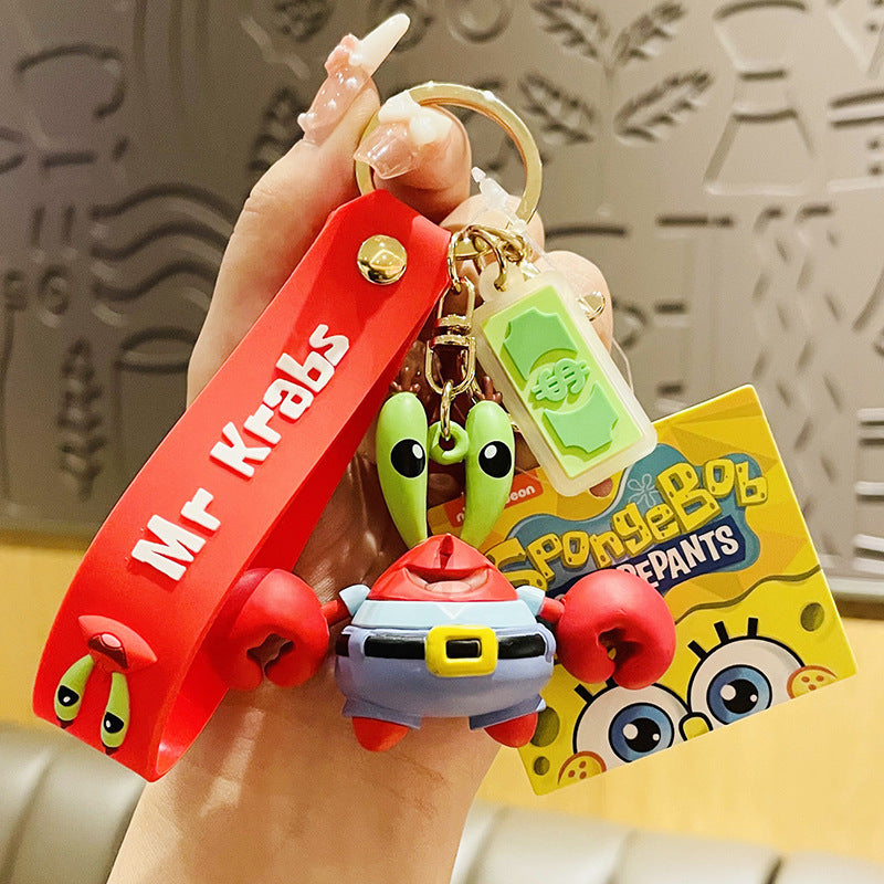 Cartoon SpongeBob Pie Star Keychain Female Cute Exquisite Couple Car Key Chain Handbag Pendant