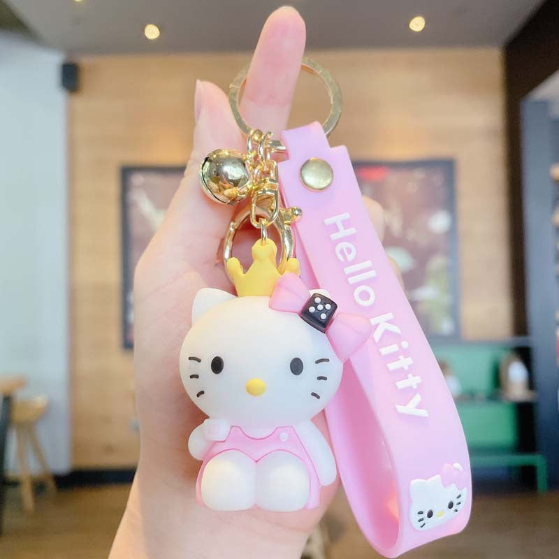 Cartoon Bow White Cat Keychain Cute Car Key Chain Handbag Pendant Creative Key Ring Hanging Ornament