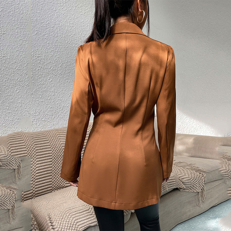 Fashion Polo Collar Slim-Fit Cardigan Graceful Suit Jacket Women's Clothing