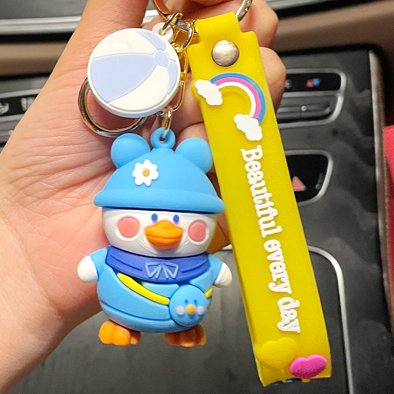 Cute Backpack Duck Cartoon Key Button Men's and Women's Bag Ornaments Creative Korean Version Duck