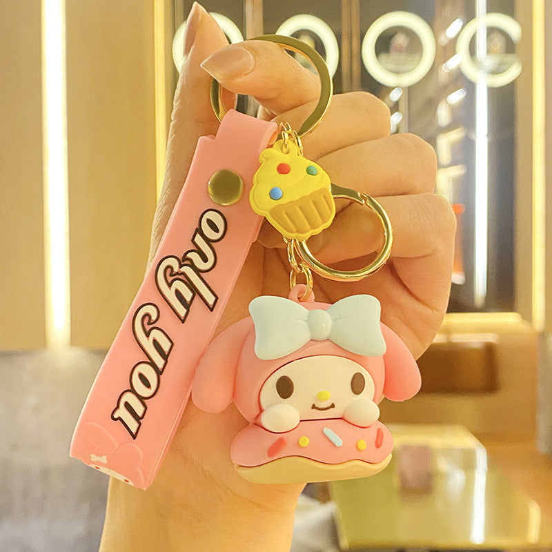 Creative Hamburger Donut Keychain Pendant Cartoon Epoxy Doll Lovely Bag Hanging Ornament Keychain