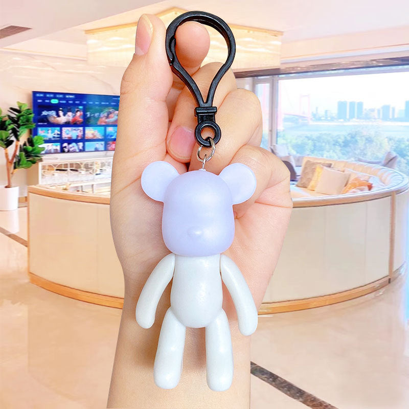 Fluid Violent Bear Keychain Handmade DIY Material Package Homemade Fluid Bear Pendant Creative White Body Hand-Made