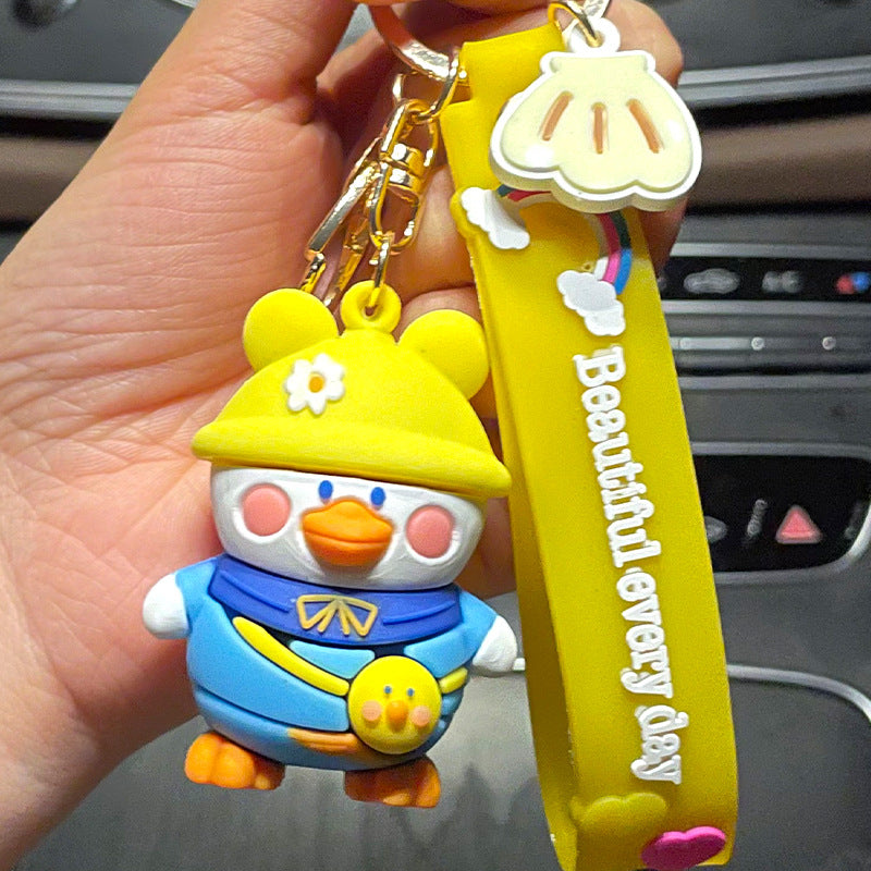 Cute Backpack Duck Cartoon Key Button Men's and Women's Bag Ornaments Creative Korean Version Duck