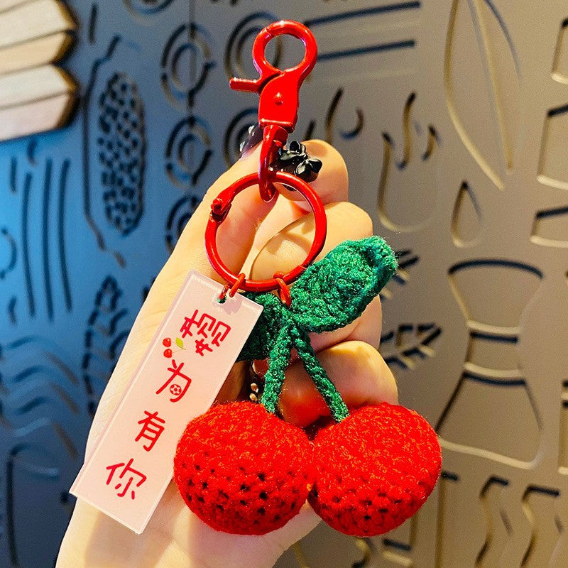 Woven Wool Persimmon Good Persimmon Peanut Plush Crocheted Good Things Happen Pendant Handmade Bag Keychain Accessories