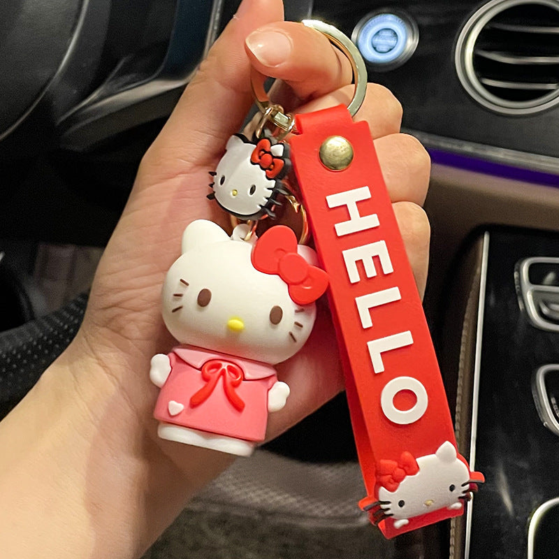 Creative Cartoon Hello Kitty Key Chain Epoxy Couple Bags Pendant Personality Crane Machine Small Gift