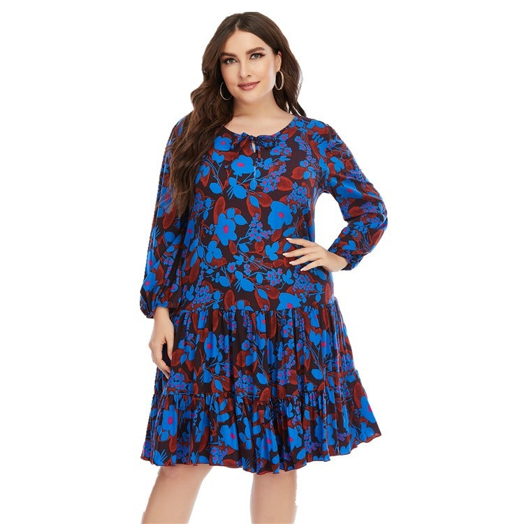 Women's Long-Sleeved Printed Dress