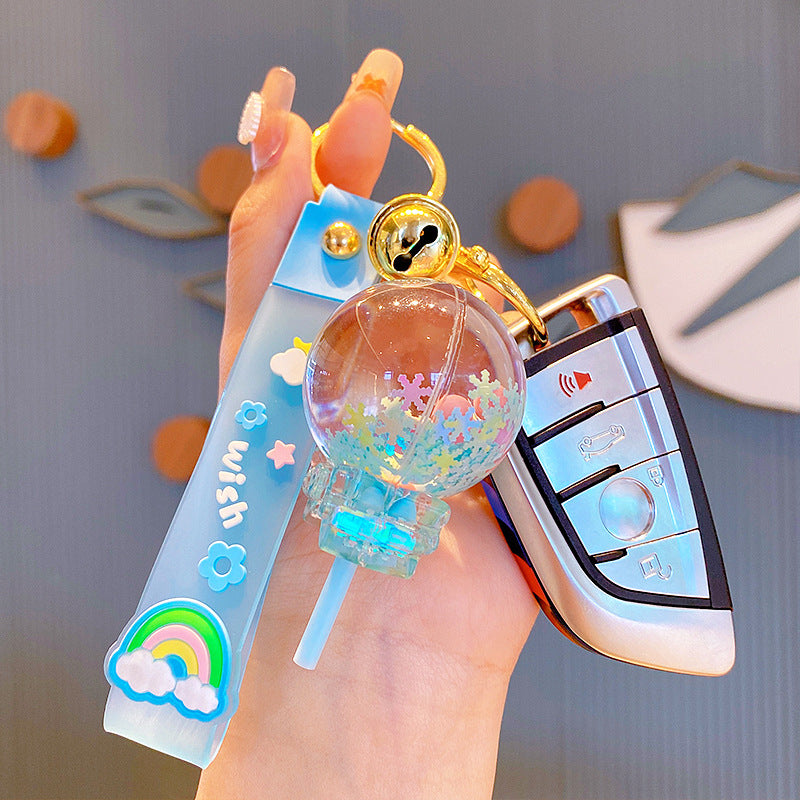 Acrylic Oil Lollipop Quicksand Bottle Keychain Pendant Female Cute Schoolbag Pendant Exquisite Small Gift