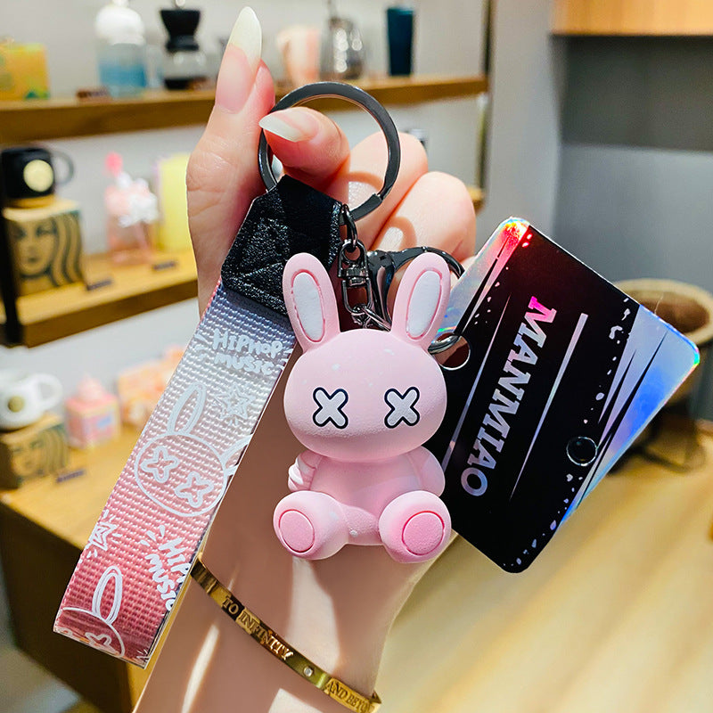 Creative Cartoon Xx Eye Xiaomengtu Cute Car Keychain Schoolbag Pendant Rabbit Year Exquisite Pair of Small Gifts