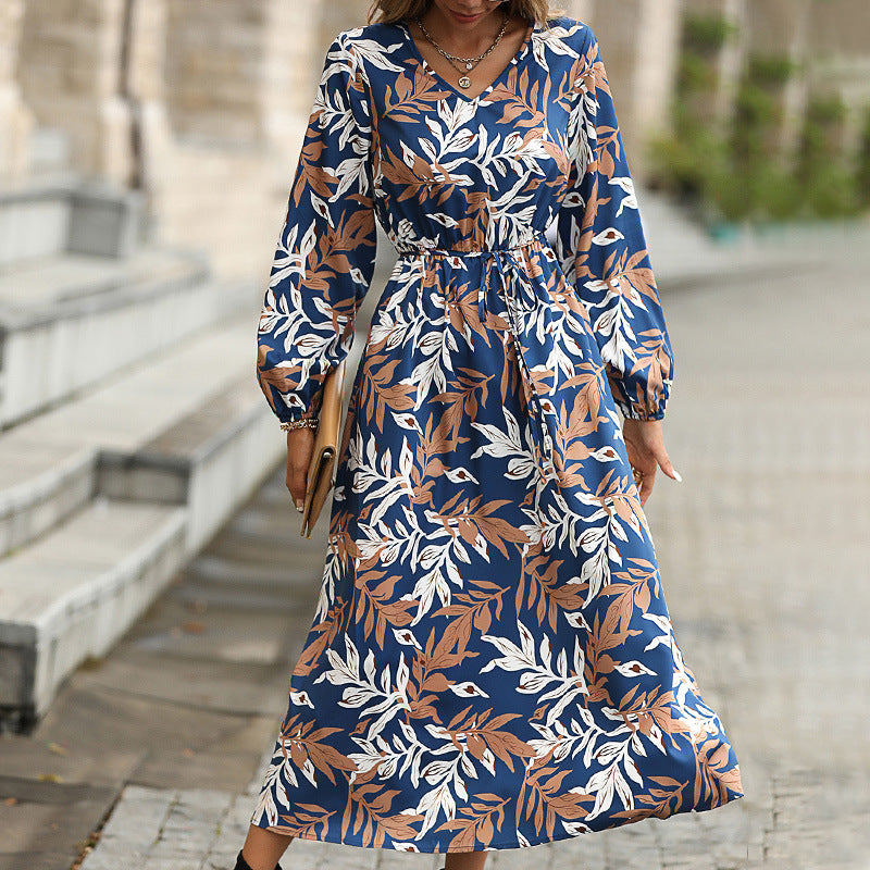 Women's Printed Long-Sleeved Dress