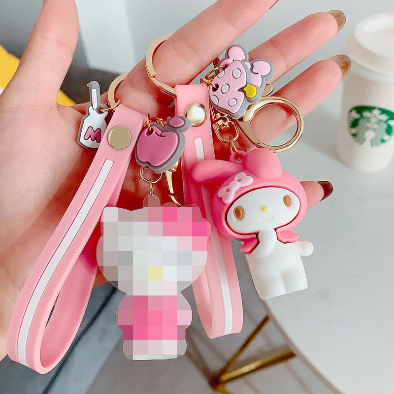 Creative Doll Cute Cinnamoroll Babycinnamoroll Cartoon Key Chain Circle Car Men's and Women's Schoolbags Small Pendant Gift