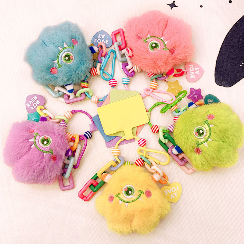 Creative Stay Cute Plush Little Monster Phone Chain Pendant Cartoon Couple Female Cars and Bags Accessories Keychain