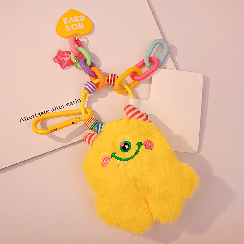 Creative Stay Cute Plush Little Monster Phone Chain Pendant Cartoon Couple Female Cars and Bags Accessories Keychain