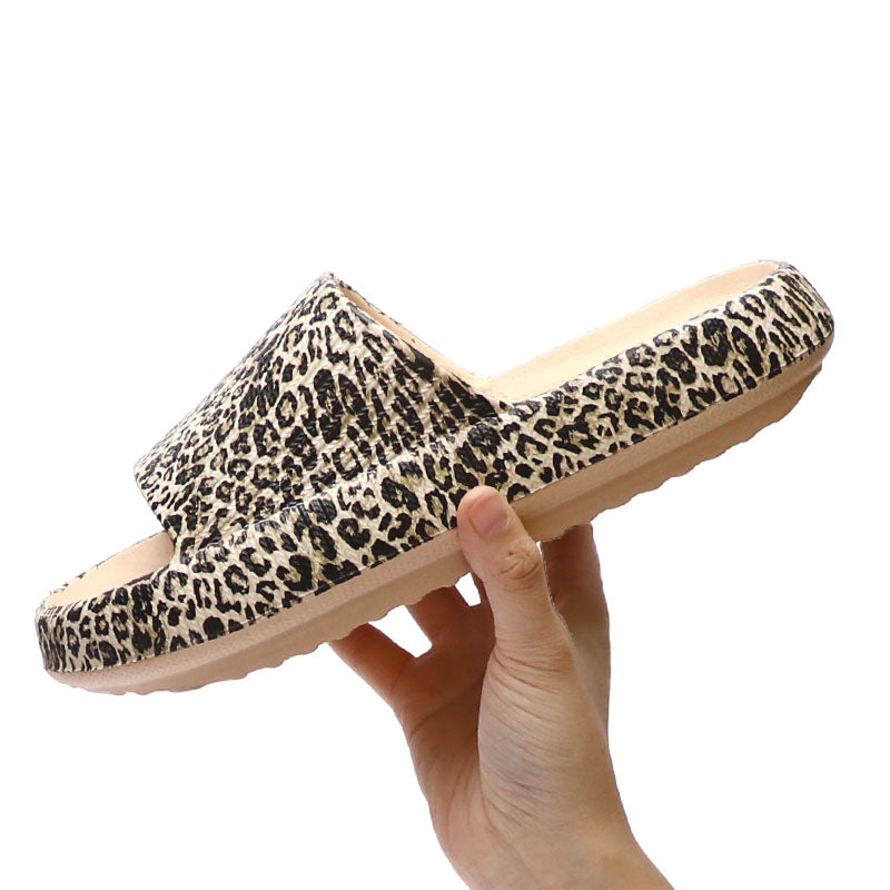 4cm Poop Feeling Soft Back Thick Back Slippers Women's Summer Household Graffiti Sandals Eva Leopard Print Slippers