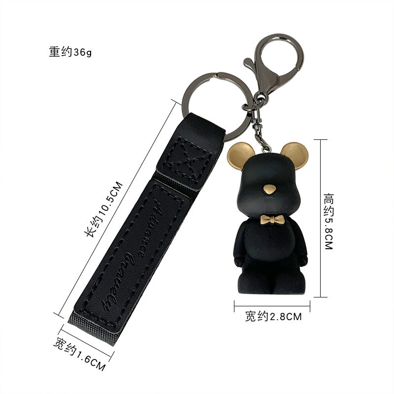 Creative Cute Nordic Bearbrick Bow Tie Bear Keychain Men and Women Car Key Chain Pendant Bag Hanging Ornaments