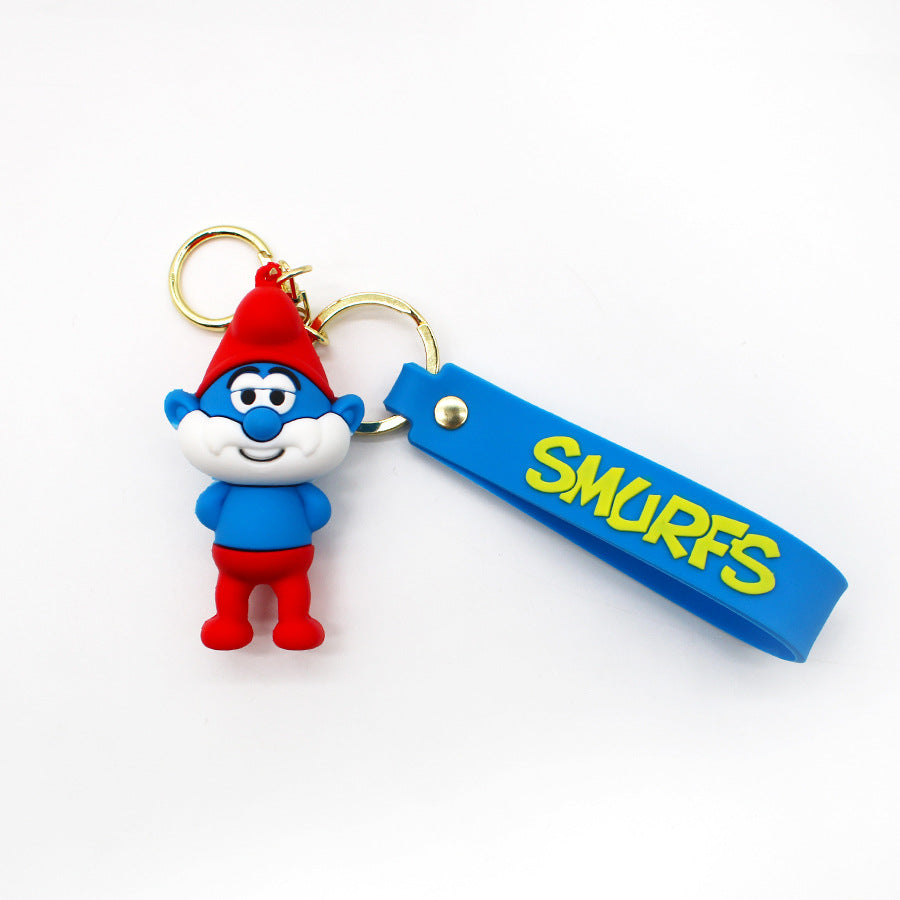 Cartoon Blue Elf Keychain the Smurf Blue Dad Blue Sister Pendant Cute Elf Key Chain